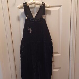 Vintage Disney Store Black Velour Mickey Mouse Overalls, size Large, NWOT